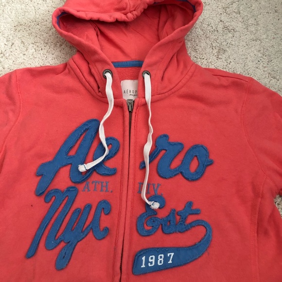 Aeropostale Graphic Orange Zip-up Hoodie Size M - Picture 3 of 5